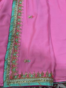 Pink Saree with Embellished Border