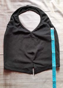 Black Halter Neck Crop Top