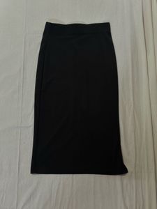 Classic Black Slit Midi Skirt