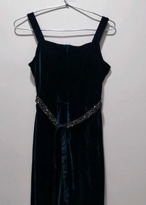 Elegant Emerald Green Velvet Dress
