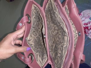 Leatherette Shoulder Bag with 3 Compartments