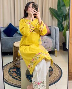 Vibrant Yellow Embroidered Co-Ord Set