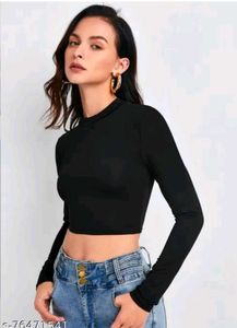 Chic Black Long Sleeve Crop Top