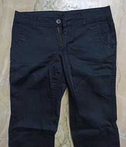 Black Semi Formal Cotton Lycra Blend Pants