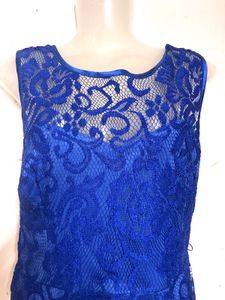 Blue Lace Fit &amp; Flare Dress