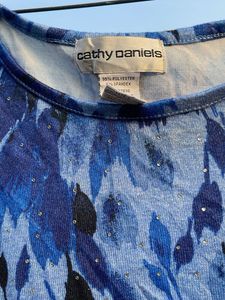 Blue Abstract Print Long Sleeve Top