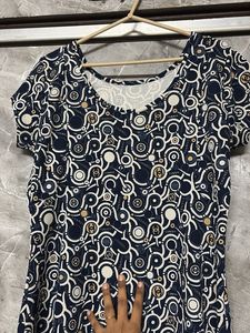 Navy &amp; White Pattern Dress