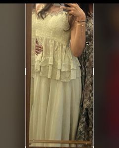 Elegant Pastel Ruffled Ethnic Gown