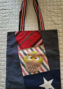 Cute Owl Patchwork Tote Bag