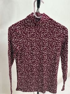 Burgundy Mock Neck Long Sleeve Top