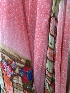 Pink Printed Anarkali Suit Set