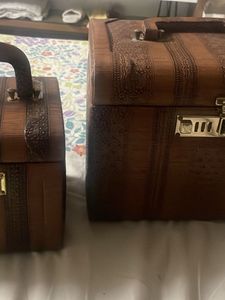 set of 2 leather vanity boxes
