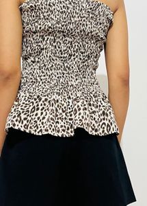 Leopard Print Smocked Tube Top