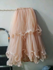 Peach Tulle Skirt with Ruffles