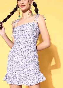 Chic Ruched Floral Mini Dress