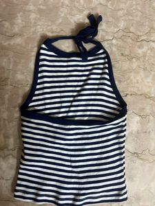 Striped Halter Neck Top