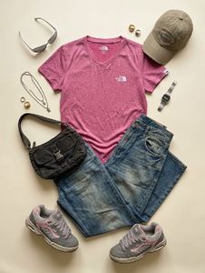 The North Face Pink V-Neck T-Shirt