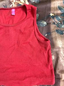 🎀 Red Ribbed Tank Top