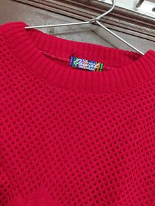 Red Knit Pullover Sweater