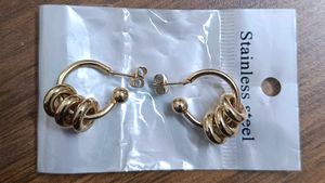 Gold-Tone Hoop Earrings with Linked Rings