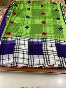 Vibrant Checkered Saree
