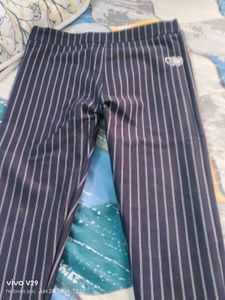 Striped Navy Pants with Sparkle Detail