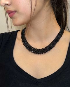 Sparkling Black Rhinestone Choker &amp; Earrings Set