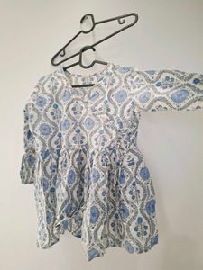 Blue Floral Printed Kurta