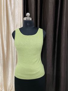 Lime Green Ribbed Knit Tank Top