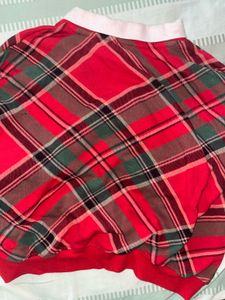 Red Plaid Collared Top/Sweater