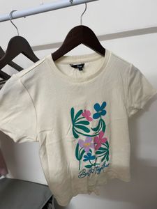 Cream Floral Tie-Waist T-Shirt