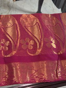 Elegant Pink Saree with Gold Border