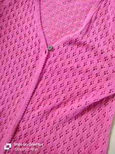 Chic Pink Knit Cardigan Sweater