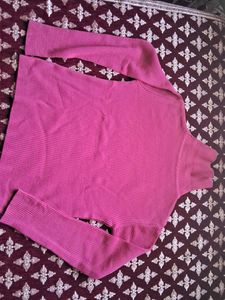 Ribbed Pink Turtleneck Sweater