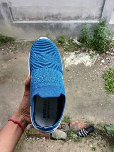 Blue Slip-On Knit Sneakers