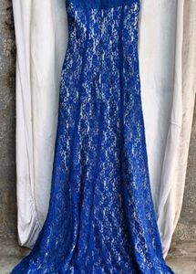 Elegant Royal Blue Lace Gown