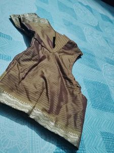 Elegant Brown Striped Blouse Piece
