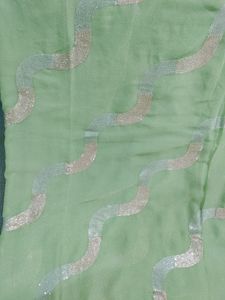 Pista Saree with Beautiful Sequence Work