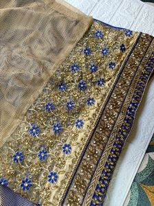 Royal Blue Embroidered Saree
