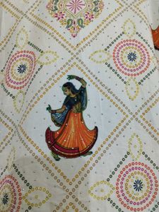 White Ethnic Kurta with Folk Dance Print