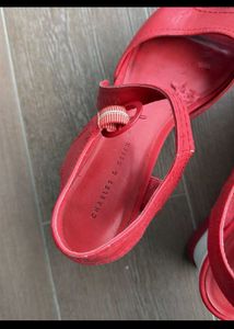 Stylish Red Wedge Sandals