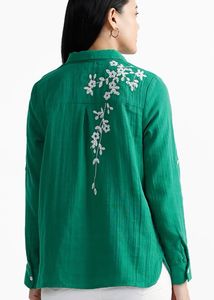 Westside Muslin Embroidered Green shirt
