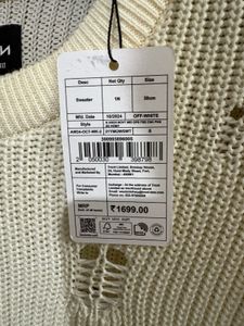 Nuon Westside Off White Distressed Knit Sweater