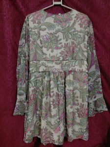 Paisley Print Mini Dress with Flare Sleeves