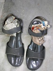 Glossy Black Ankle Strap Sandals – Sleek &amp; Stylish