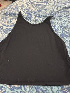 Black Ribbed Tank Top with Cutouts