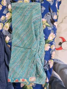 Sea Green Floral Tiered Cotton Kurta