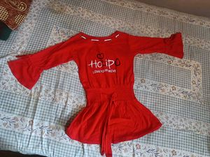 Red Bell Sleeve Tunic Top