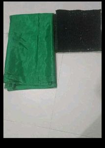 Elegant Emerald Green Satin Saree