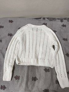 White Cable-Knit Sweater Top